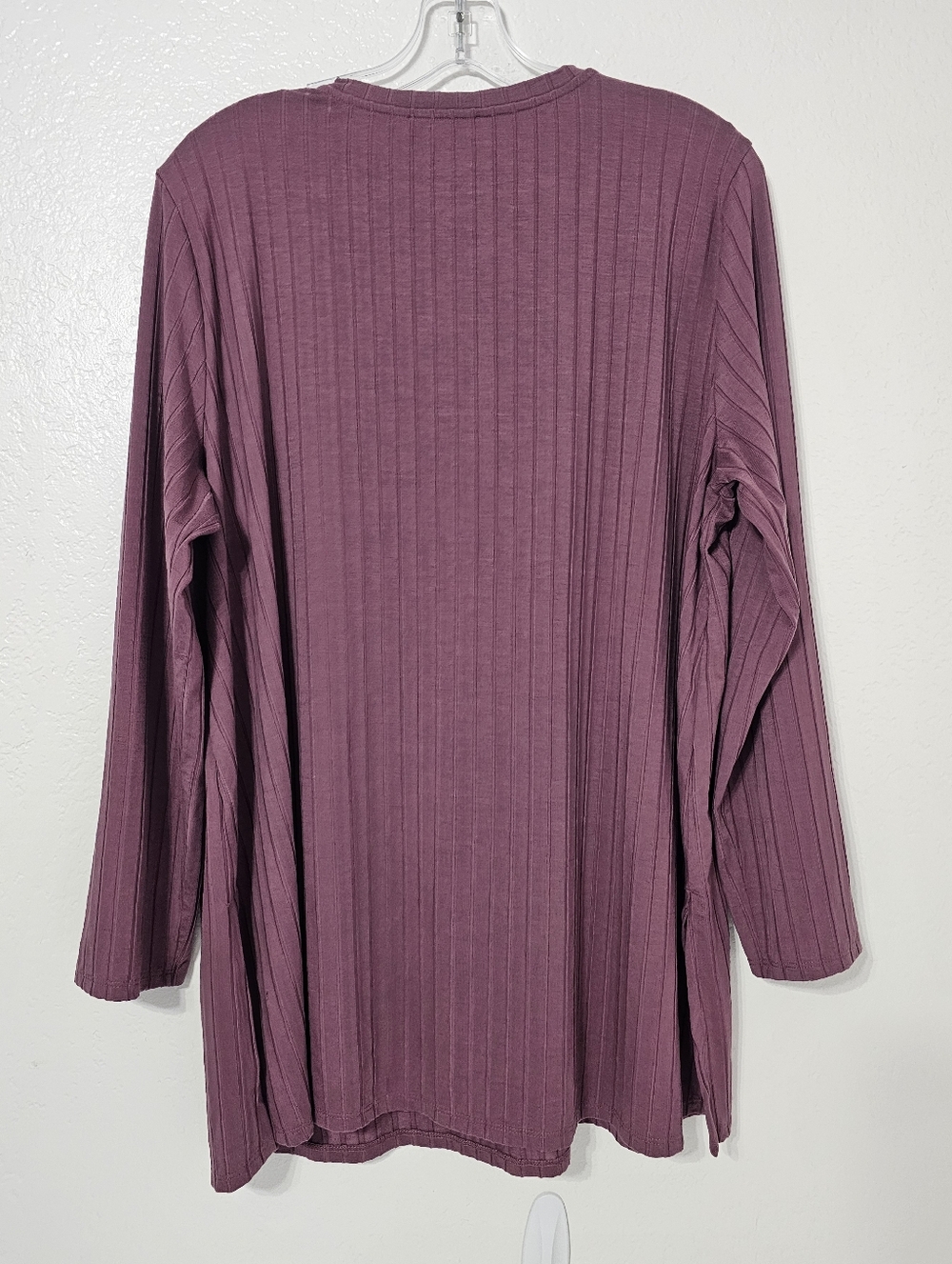 Eileen Fisher XL Ribbed Lyocell Stretch Tunic Top Mauve Purple Minimalist - Picture 3 of 8